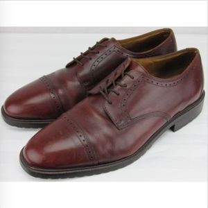 Bass Brown Leather Cap Toe Lace Up Dress Shoes